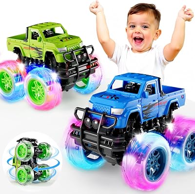 Winstico Monster Truck Light Up Toy Cars 2 Pack Pull Back No Battery 3+