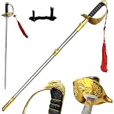 37.8" Stainless Steel Eagle Head Straight Ceremonial Sword,European Honor Guard Parade Sword,Unsharpened Drill Saber