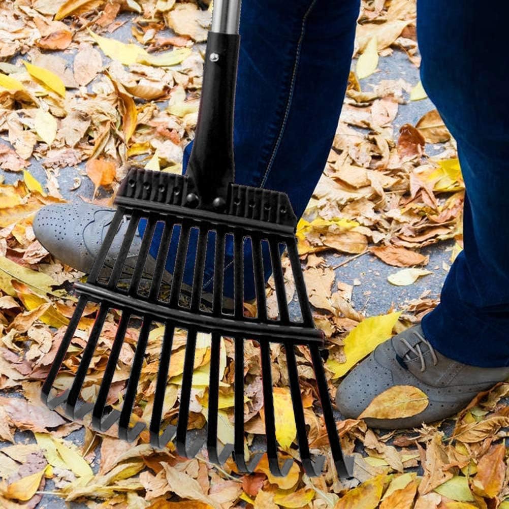 HOMIMP Adjustable Garden Leaf Rake, 34" - 55" Adjustable Lightweight Aluminum Handle 11 Tines Rake, 8" Inch Wide, for Gardeners, Kids Leaf Rake, Detachable Garden Rake, Easy to Carry (Black) : Garden & Outdoor