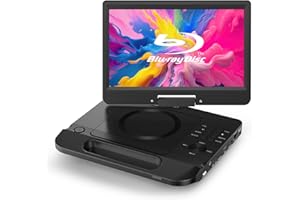 FANGOR 12.5" 1080P Portable Blu-Ray Player with 10.5" HD Swivel Screen, HDMI Out & AV in, Multi Media Player, 5 Hours Rechargeable Battery, Supports USB/SD Card, Last Memory