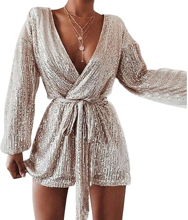 sequin long sleeve jumpsuit