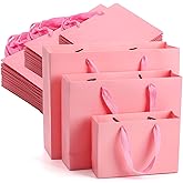 Lyellfe 30 Pack Pink Gift Bags, Heavy Duty Kraft Paper Bag with Handle Bulk, Recycled Water-proof Shopping Bags, Assoorted Merchandise Retail Bags for Birthday, Wedding, Party, S, M, L