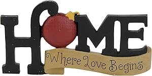 Blossom Bucket Home Where Love Begins 3 x 6 Inch Resin Stone Christmas Tabletop Figurine