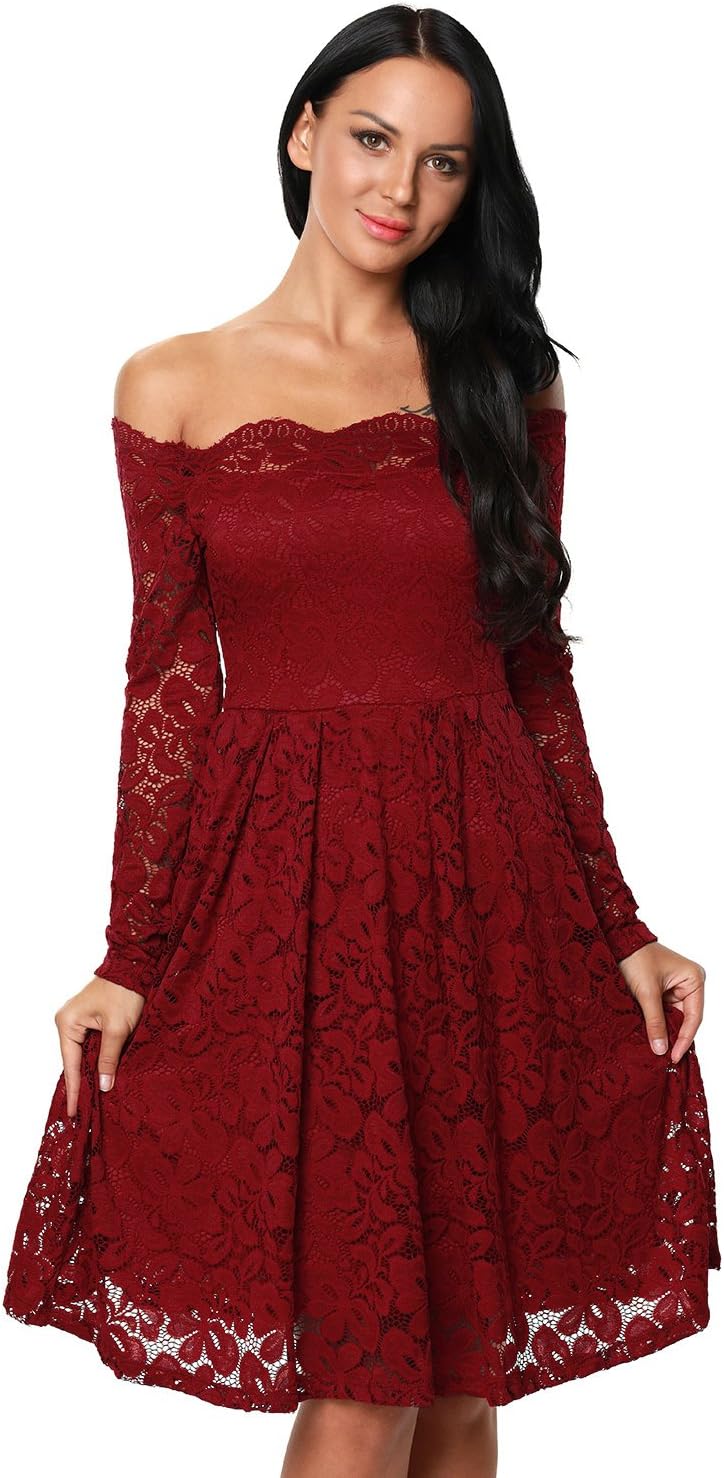 Eastylish Elegant Women's Off Shoulder Lace Cocktail Wedding Party Dress …