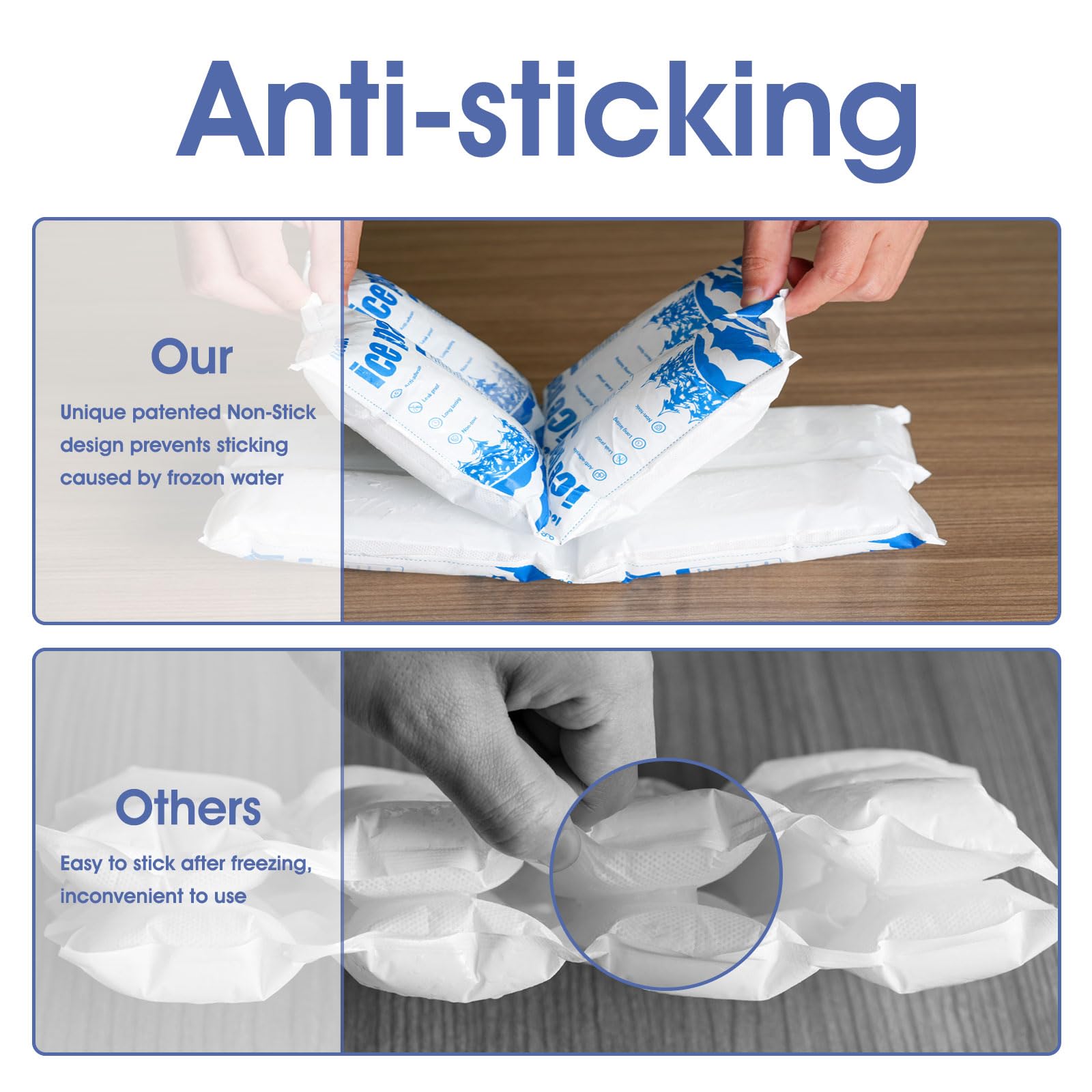 Dry Ice Packs for Shipping Non-Stick for Food TUV and SGS Tests Double-Sided Absorption Long Lasting Shipping Cold Packs for Coolers Lunch Bags Freezer