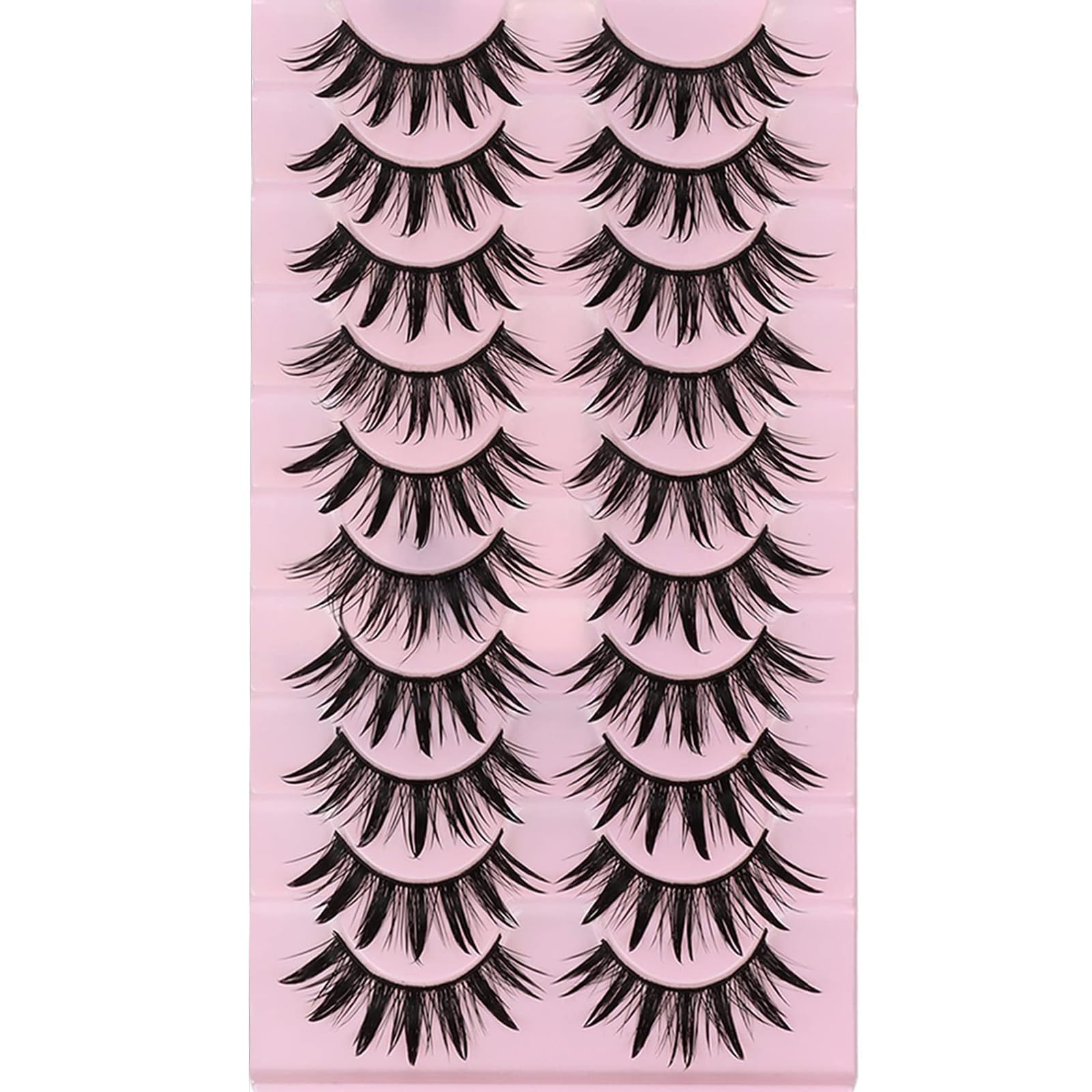 Manga Lashes Natural Wet Look Wispy Spiky Lashes 10 Pairs Anime Eyelashes Wispy Natural Lashes Extension Strip Thai Fake Eye Lashes Handmade Thick Soft Fake Eyelashes (A02) — image 1