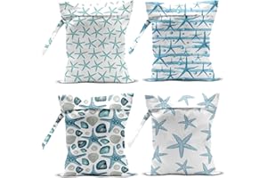 zcyxuuw 4 Pcs Wet Bag, Wet Dry Bag, Waterproof Bag, Swimsuit, Beach Bag, Wet Bag for Pool, Beach, Diapers, Nanobag, Cruise Ship Essentials, Starfish Accessories Travel Essentials for Women