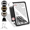 30X 10X 5X Large Magnifying Glass with Light, Rechargeable Foldable Full Book Page Magnifier, 48 LED Light Small Print Magnifier Sheet Lightweight for Low Visual Person Seniors Black