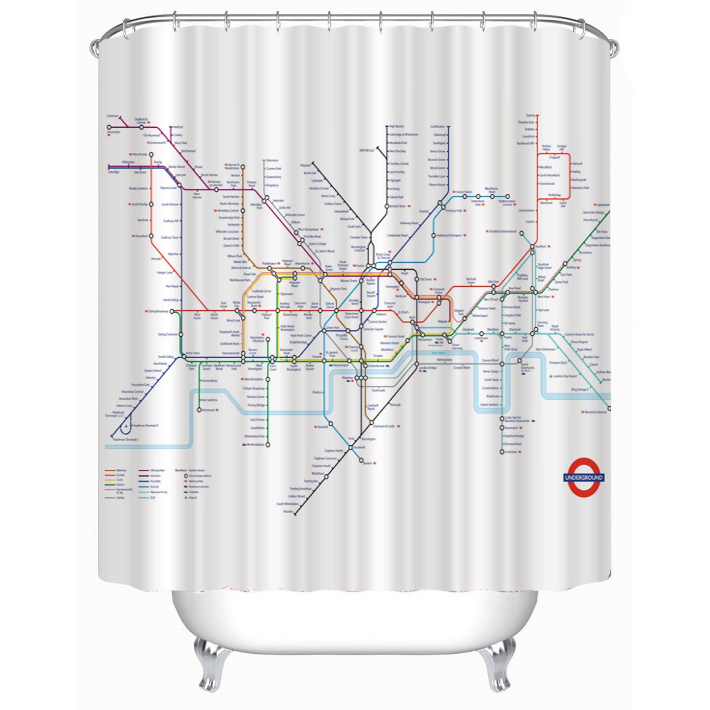 London Underground Tube Map Shower Curtain Amazon Co Uk Kitchen