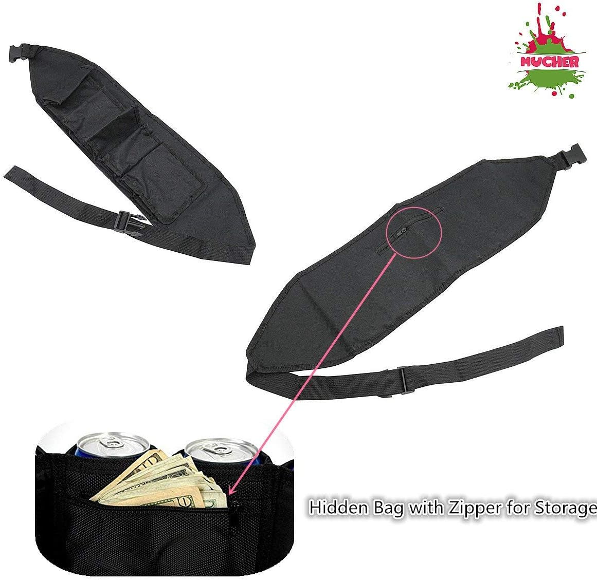 MUCHER Beer Belt Holder Portable Beer Can Holster Waist Bag for 6 Drinks Soda Can Bottles for Party Outdoor Mountaineering Camping Hiking - Image 3