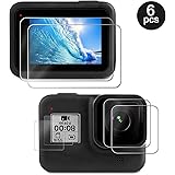 Deyard - Protector de Pantalla para GoPro Hero 8 (4 Unidades, Cristal Templado Ultra Transparente, 2 Protectores de Pantalla), Color Negro