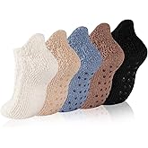 COOPLUS Non Slip Hospital Socks with Grips for Women Cozy Fluffy Winter Warm Fuzzy Slipper Socks for Women