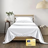 THREAD SPREAD Luxury Egyptian Cotton Sheets Twin XL Size - 600 Thread Count 3 PC White Twin XL Set Deep Pockets, Extra Soft, Cooling Extra Long Staple Sateen Weave Cotton College Dorm Bedding Twin XL