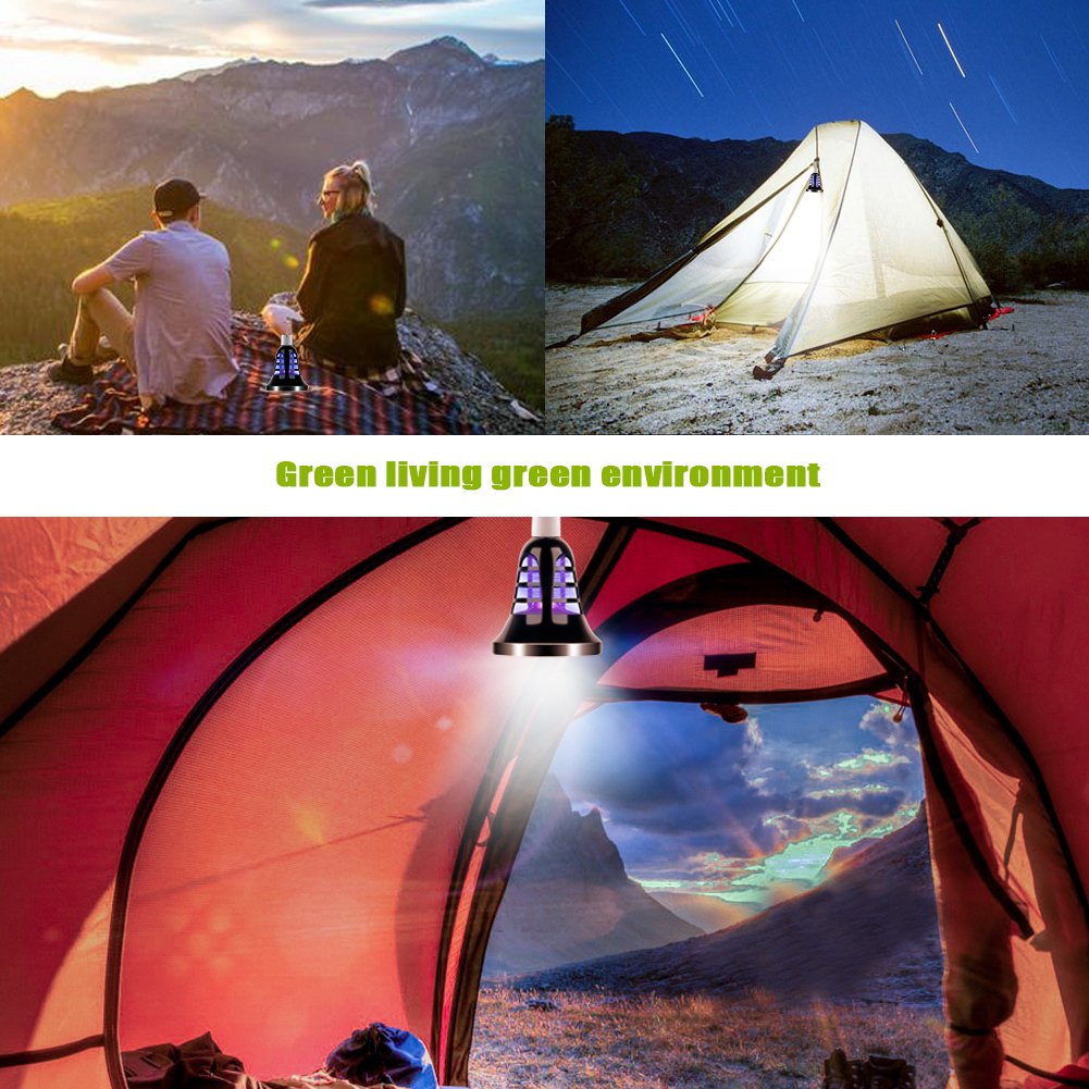 Bug Zapper Bulb- [2018 Upgraded] 2 in 1 Mosquito Killer Lamp & LED Night Light / USB and Solar Charging / Lightweight Lantern for Indoor / Outdoor, Home / Camping