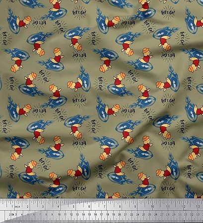 Soimoi Vert Canard De Coton En Tissu Texte Ballon De Rugby