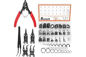 MEISO 312Pcs 65Mn-Steel Circlip Assortment Kit with Snap Ring Pliers - Professional-Grade C-Clip & E-Clip Set (4MM-28MM Exter