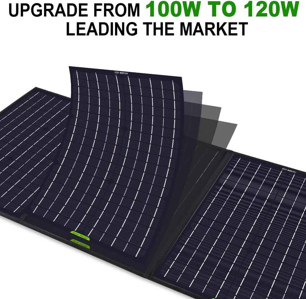 ECO-WORTHY 120W Foldable Solar Panel Charger for Portable Power Station & RV Battery, Compatible with Jackery/Roackpals Generator, with 20A Controller for 12V Deep Cycle Battery RV Camping : Electronics