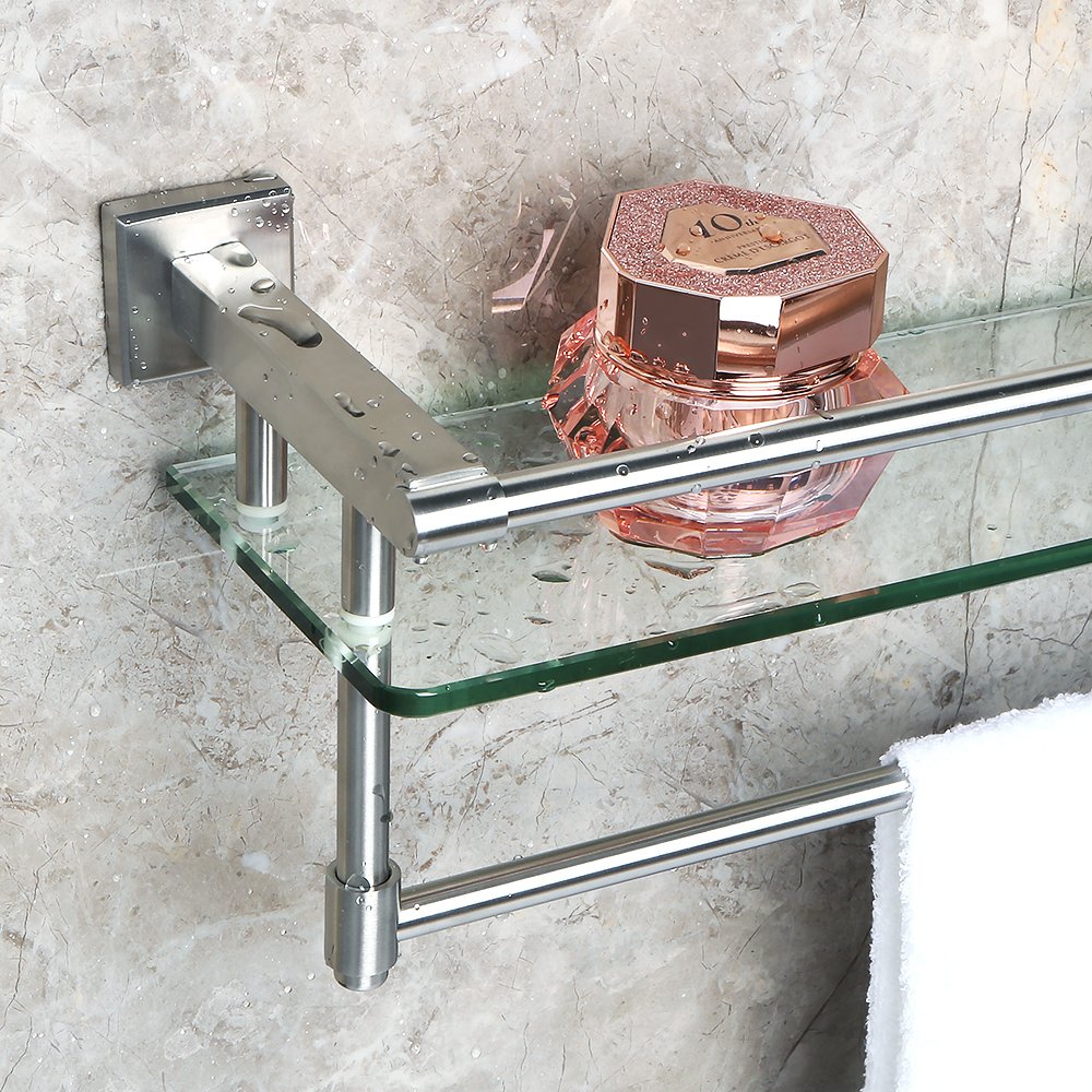 Alise SUS 304 Stainless Steel Bathroom Shelf with Towel Bar/ Rail