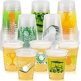 GuassLee 50 Pack Golf Ball Party Cups - 12oz Clear Plastic Drinking Cups, Green Disposable Masters Golf Birthday Bachelor Party Decorations Supplies