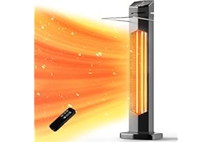 SUNGDOGIN Outdoor Heaters for Patio, Electric Patio Heater with Remote, 12H Timer, IPX5 Waterproof, Tip-Over & Overheat Protection, Portable Infrared Heater for Indoor, Outside, Porch, Garage, Shop