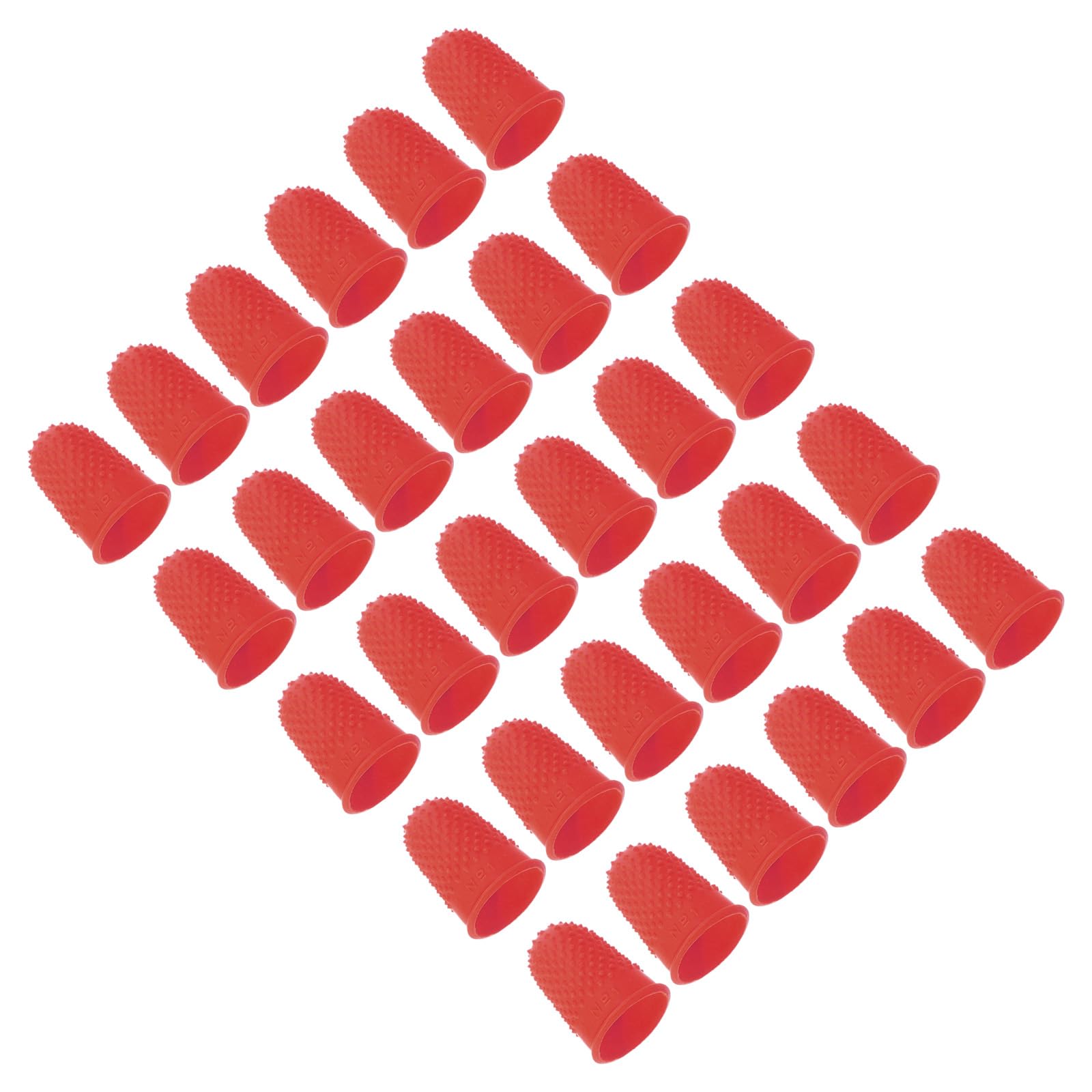 PATIKIL Rubber Finger Tips, 30 Pack Silicone Thumb Fingertip Protector Finger Cots Covers Guard Pads Thimble Grips for Office Counting Sewing, Red M Size