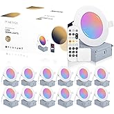 POWERASIA 12 Pack Smart Recessed Lighting 4 Inch, Ultra-Thin LED Recessed Lighting 9W 700LM Smart Downlight with Junction Box, Compatible with Alexa/Google Assistant - ETL and Energy Star Certified