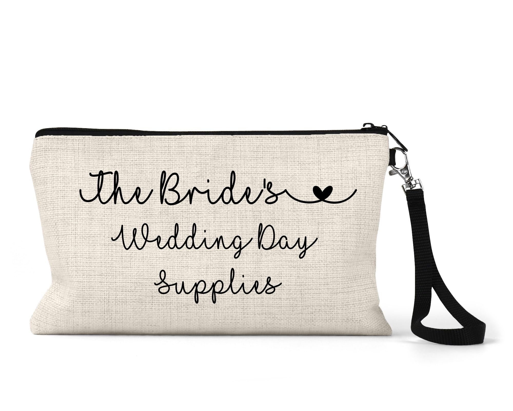 Bride Makeup Bag, Wedding Day Supplies, Gifts for Bride to Be, Cosmetic Bag for Wedding Day, Daughter Bridal Party Engagement Gift, Travel Cosmetic Pouch, 15 x 24 cm