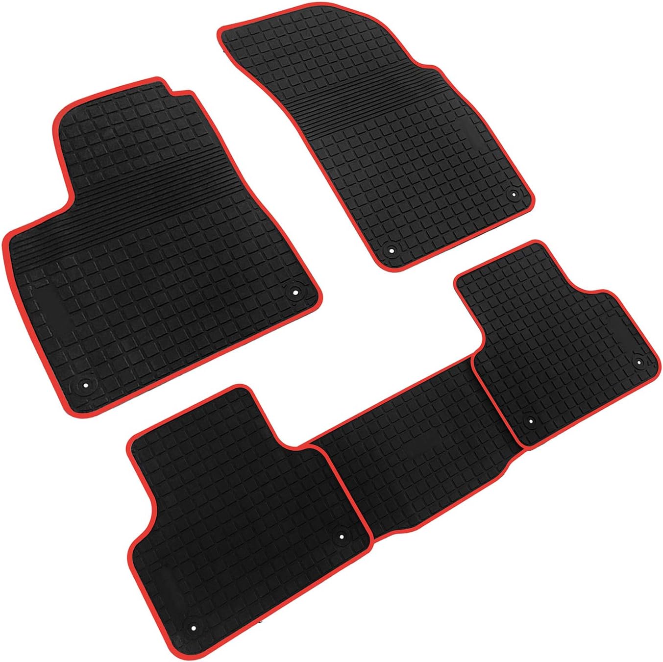 iallauto All Weather Floor Liners Custom Fit for Audi Q7 2016 2017 2018 2019 Heavy Duty Rubber Car Mats Front and Rear Seat Vehicle Carpet-Black Red Odorless