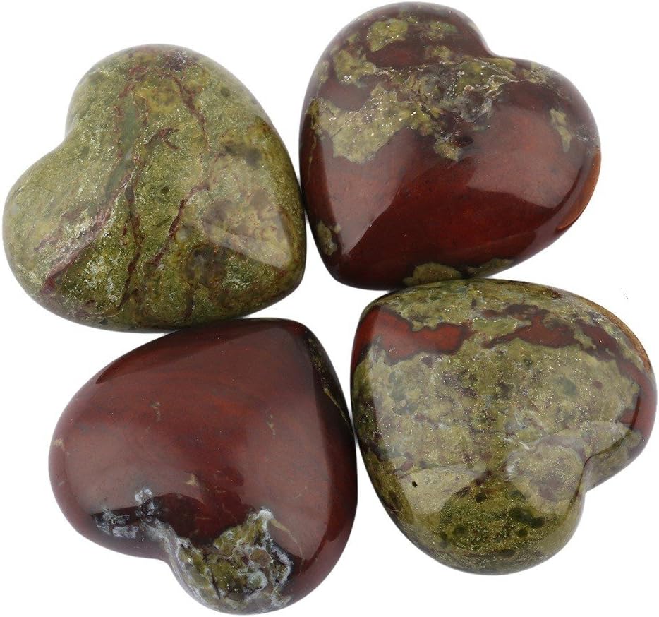 Indoor Fountains & Accessories - Rockcloud Healing Crystal 0.8 inch Dragons Blood Heart Love Carved Palm Worry Stone Chakra Reiki Balancing Mini Size(Pack of 4)