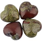 rockcloud Healing Crystal 0.8 inch Dragons Blood Heart Love Carved Palm Worry Stone Chakra Reiki Balancing Mini Size(Pack of 4)