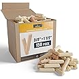ALBO Wooden Dowel Pins 3/8 x 1 1/2 inch Fluted Wood Dowels Rods 150 Pack Hardwood Crafts Dowel Pegs