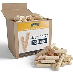 ALBO Wooden Dowel Pins 3/8 x 1 1/2 inch Fluted Wood