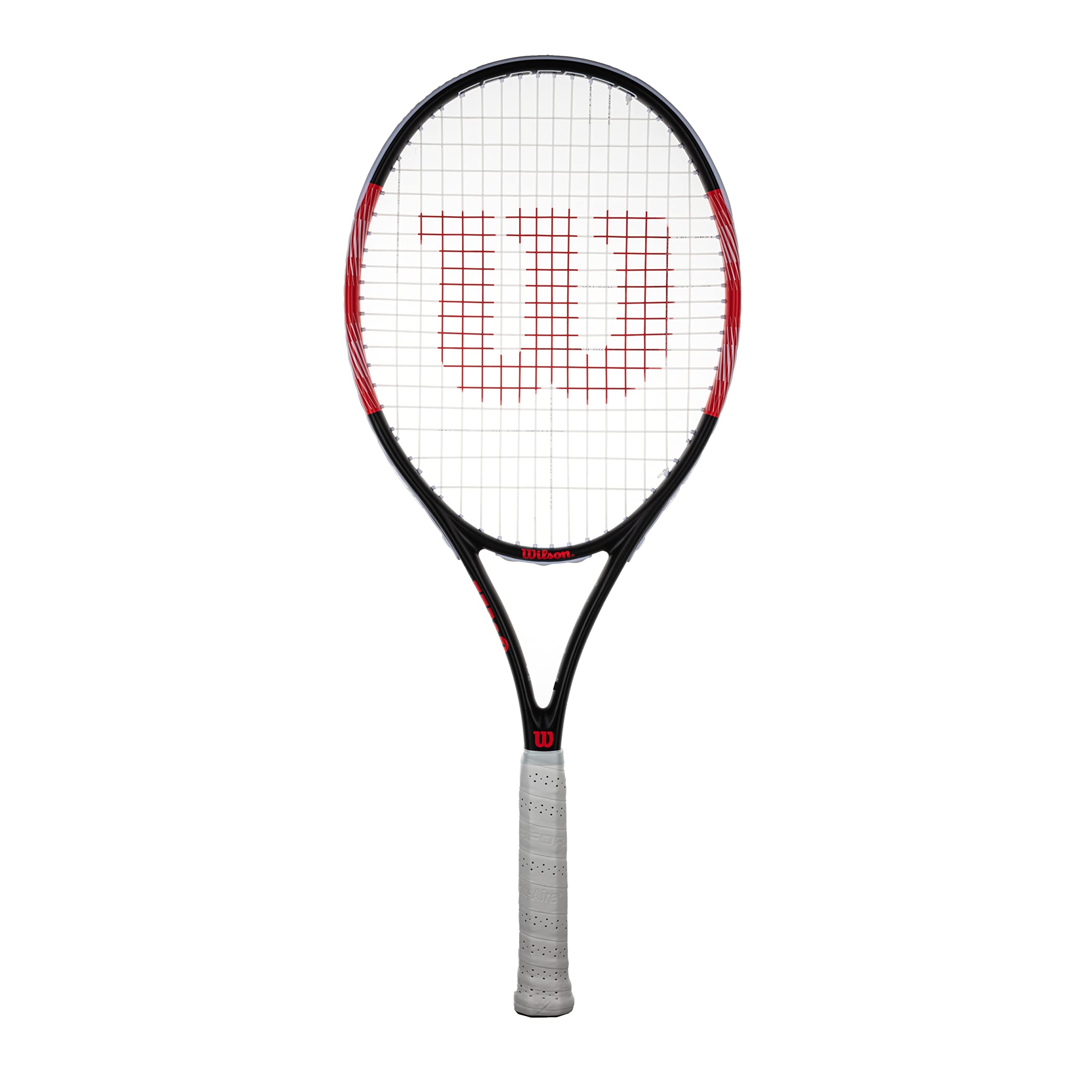 wilson Federer Elite 105 Adults Tennis Racket (Available in Grip Sizes 1 to 4) (Grip 3 (4 3/8'')), Black, Red, White, One Size