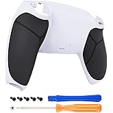 eXtremeRate Black Performance Rubberized Grip Custom White Back Plate Bottom Shell Compatible with ps5 Controller, Replacement Back Shell Cover Compatible with ps5 Controller