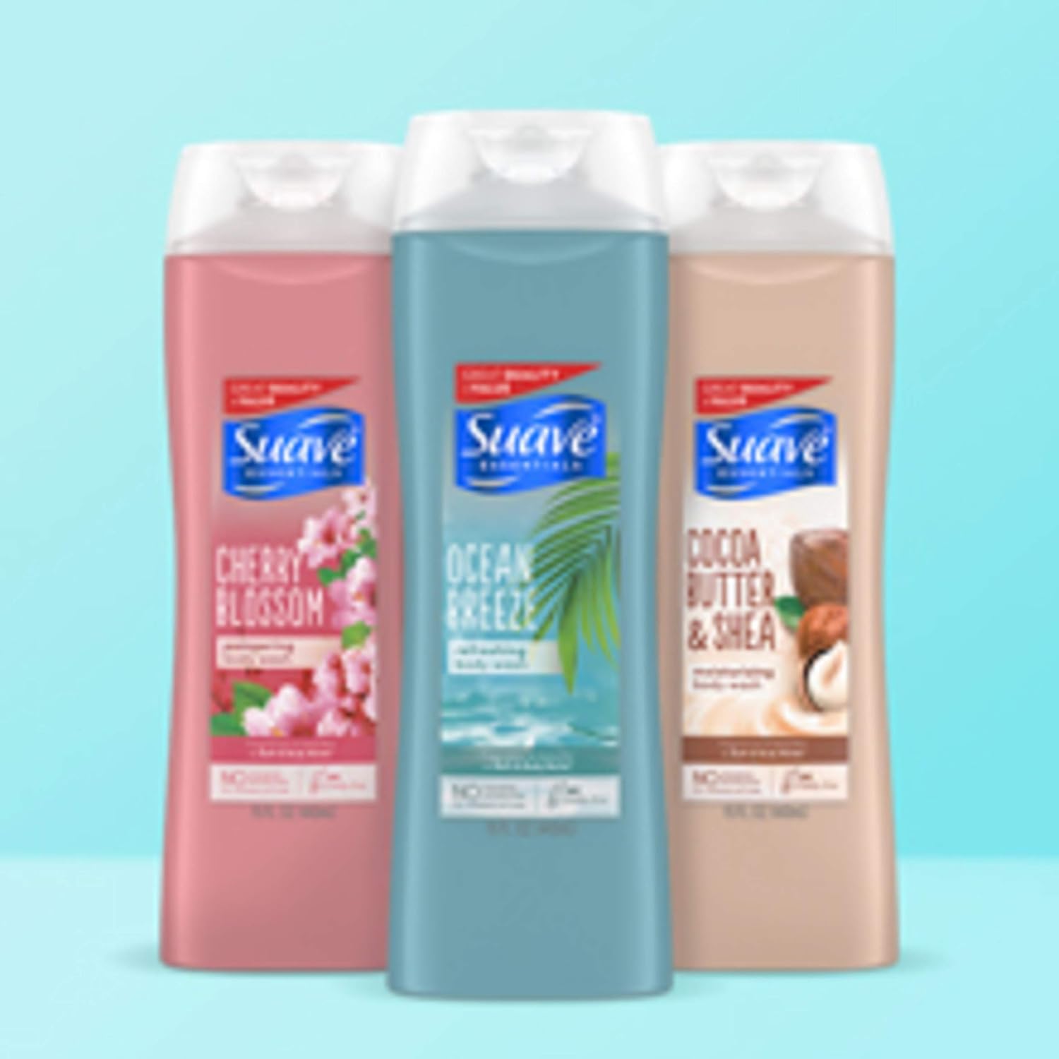 Suave Essentials Body Wash with Vitamin E Ocean Breeze Fragrance Bodywash and Shower Gel 15 oz (Pack of 6) : Bath And Shower Gels : Beauty
