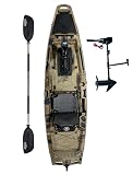 Brooklyn 10.5 Pro Motorized Fishing Single Kayak by BKC, Solo Sit-on-Top Angler Kayak with Trolling Motor, Paddle & Aluminum Frame Seat