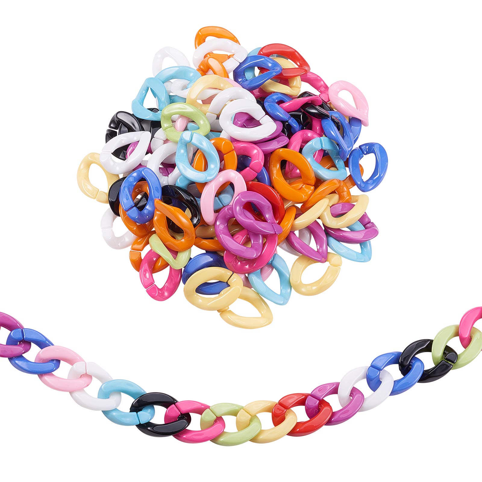 Airssory 600 Pcs Acrylic Plastic Linking Chain Rings Quick Link Connectors Curb Twist for Glasses Anti-Lost Lanyard Handy Bag Strap Replacement Chain Strap Learning Resources - 23mm