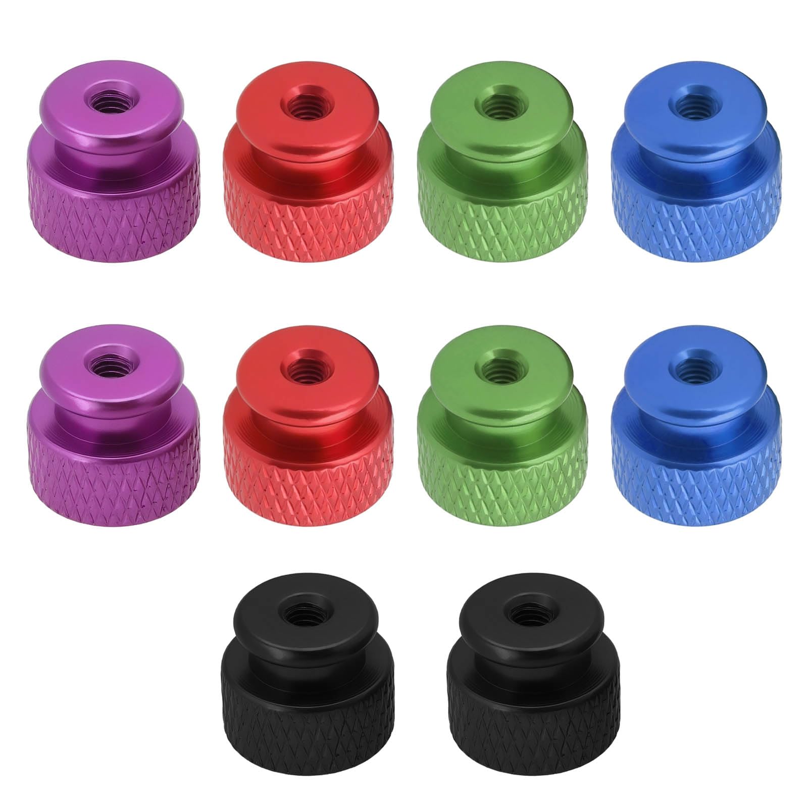 The Lord of the Tools 10PCS Knurled Thumb Nut M3x0.5mm Aluminum Alloy with Collar High Head Blind Hole Knurled Thumb Nuts 10x10x12.05mm for Computer Case
