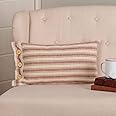 Piper Classics Market Place Red Ticking Stripe Throw Pillow Cover, 12" L x 20" W, Farmhouse Décor Brick Red & Cream w/Buttons, Christmas, Patriotic