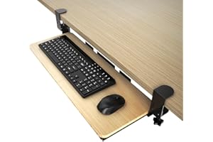XTRIKE ME DREAM MY LIFE Ergonomic Keyboard Tray Under Desk Pull Out with Adjustable C-Clamp Mount, Slide-Out Computer Keyboard and Mouse Platform Drawer for Office and Home Typing (Light Wood)