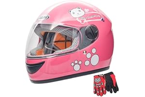 ZJHELM Kids Bike Helmet with Gloves, for Pedal Scooter, Motorcycle, ATV, Quad Bicycle, Suitable for Ages 3-6