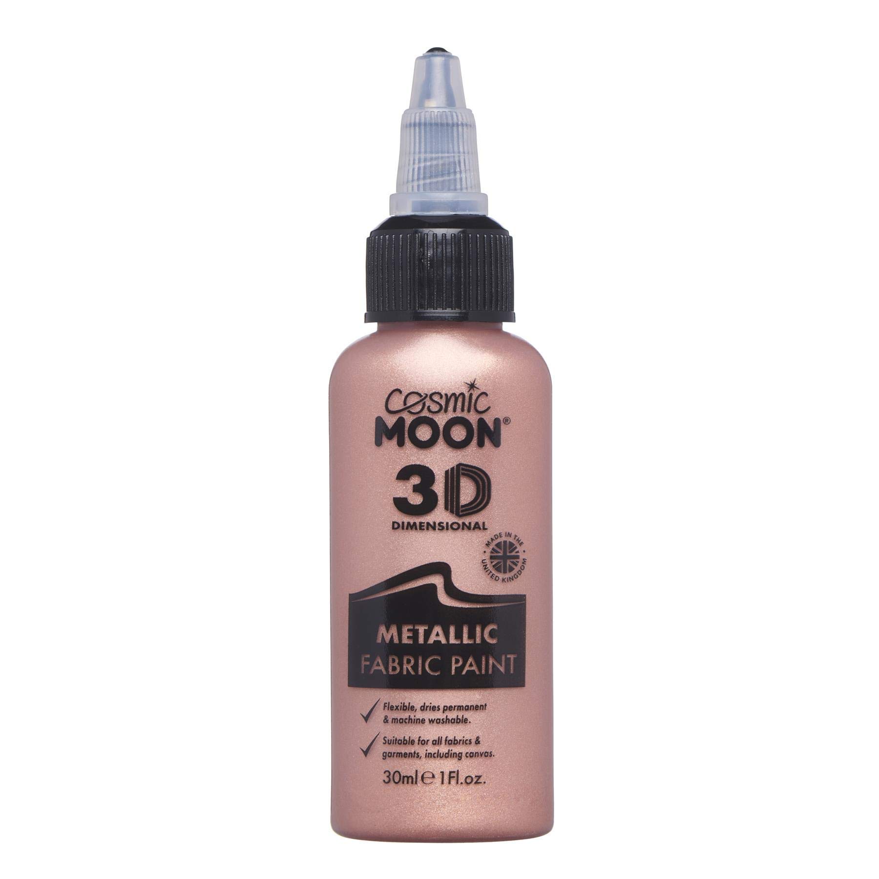 Cosmic Moon - Metallic 3D Fabric Paint - 30ml - Textile paint for clothes, t-shirts, bags, shoes & canvas (Rose Gold)