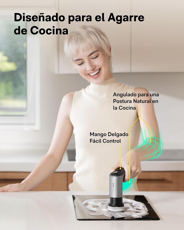 Grip™ Cepillo Eléctrico de Limpieza Hogar, IPX7 Impermeable, Cepillo Limpieza Eléctrico Ligero (0.29 kg) con 6 Cabezales, para Limpieza de Cocina, Vajilla, Encimera, Parrilla, Placa, Baldosas