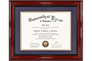 GMFrames 8.5x11 Diploma Degree Frame with Purple Mat or Display 11x14 Certificates without Mat,Solid Wood,Cherry Finish with Intricate Black Rope Detail,UV Protection Acrylic