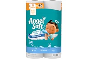 Angel Soft Toilet Paper with Fresh Linen Scented Tube, 8 Mega Rolls = 32 Regular Rolls, Soft and Strong Toilet Tissue