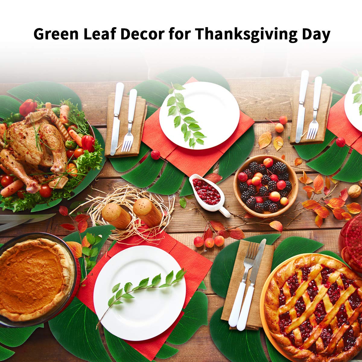 Tropical Palm Tree Leaf Decor - 50PCS Tropical Large Palm Tree Leaves Decorations, Artificial Faux Tree Palm Leaf for Home Hawaiian Luau Safari Jungle Beach Party Decor (Include 60pcs Dots Tapes)