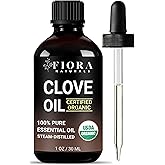 Organic Clove Essential Oil – 100% Pure, USDA Certified Clove Bud Oil for Teeth & Gums, Toothache Relief, Hair Growth & Aromatherapy – Premium Cloves Oil for DIY Wellness by Fiora Naturals
