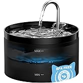 Cat Water Fountain: Dog Bowl Fountains - Automatic Pet Dispenser - Dogs Drinking Waterer Bowls Indoor - Auto Watering Dish Supplies - Easy Cleaning Animal Machine - Quiet 67oz/2L Kitty Drink Fountain