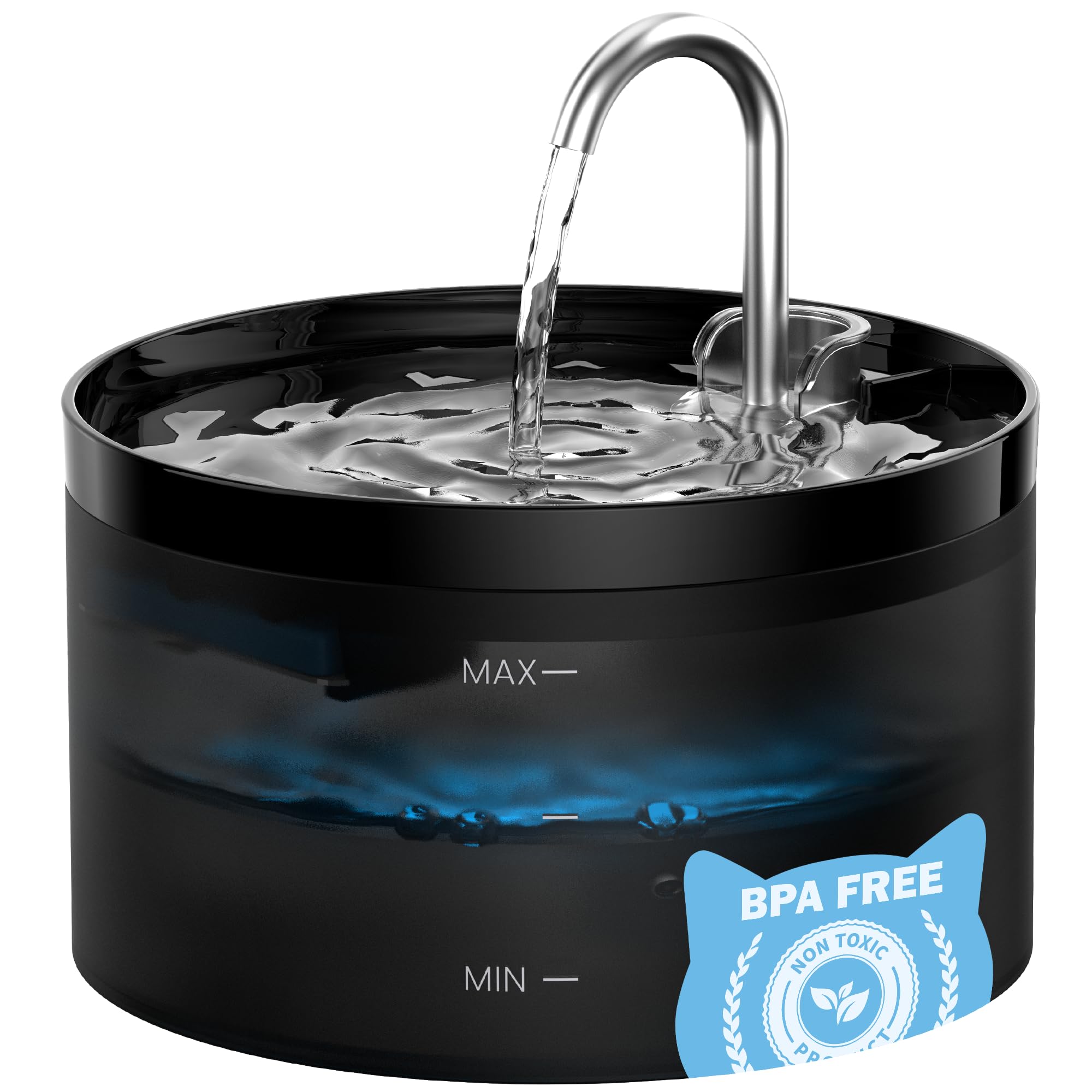 Photo 1 of Cat Water Fountain: Dog Bowl Fountains - Automatic Pet Dispenser - Dogs Drinking Waterer Bowls Indoor - Auto Watering Dish Supplies - Easy Cleaning Animal Machine - Quiet 67oz/2L Kitty Drink Fountain