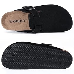 ODOLY Genuine Suede Clogs for Women Men Soft Cork